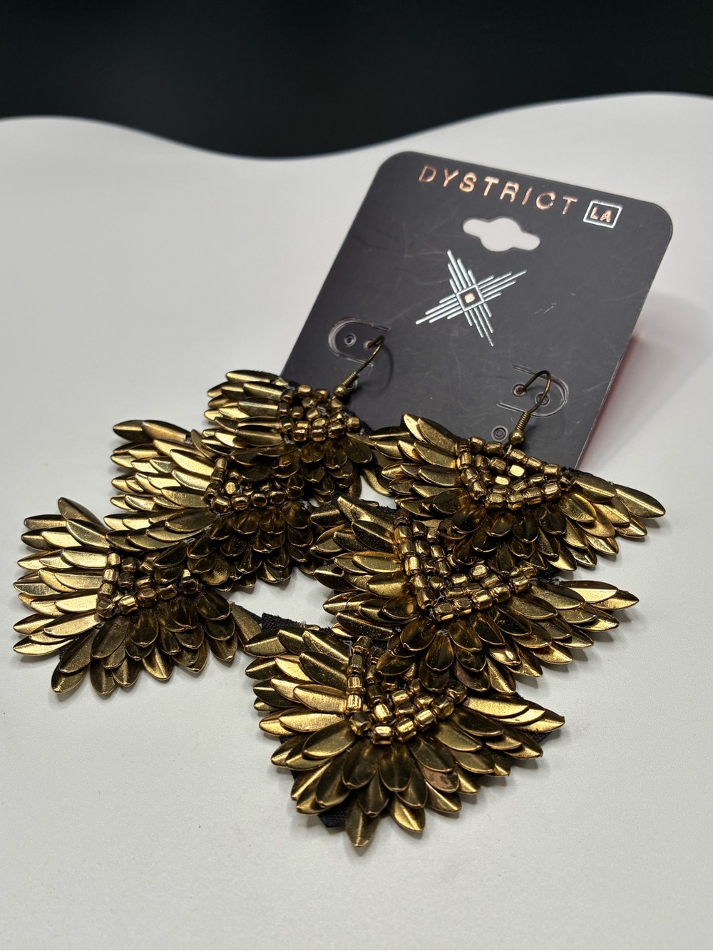 District (LA) Gold Petal Statement Earrings